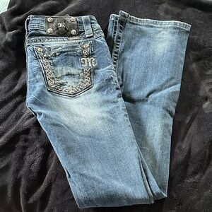 Miss Me Blue Boot Cut Jeans with Embellished Pocket